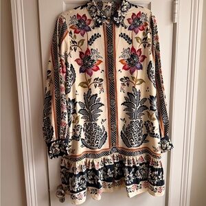 Joie Navy and Cream Floral Dress